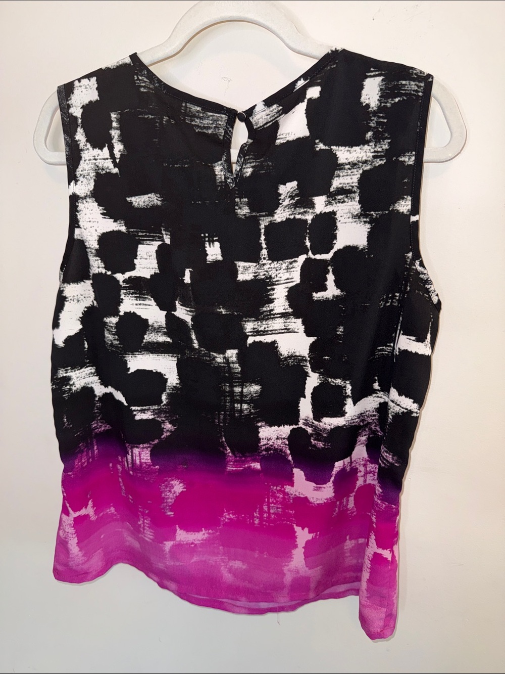 Calvin Klein Black, White & Magenta Ombre Printed Sleeveless Camisole - Picture 7 of 7